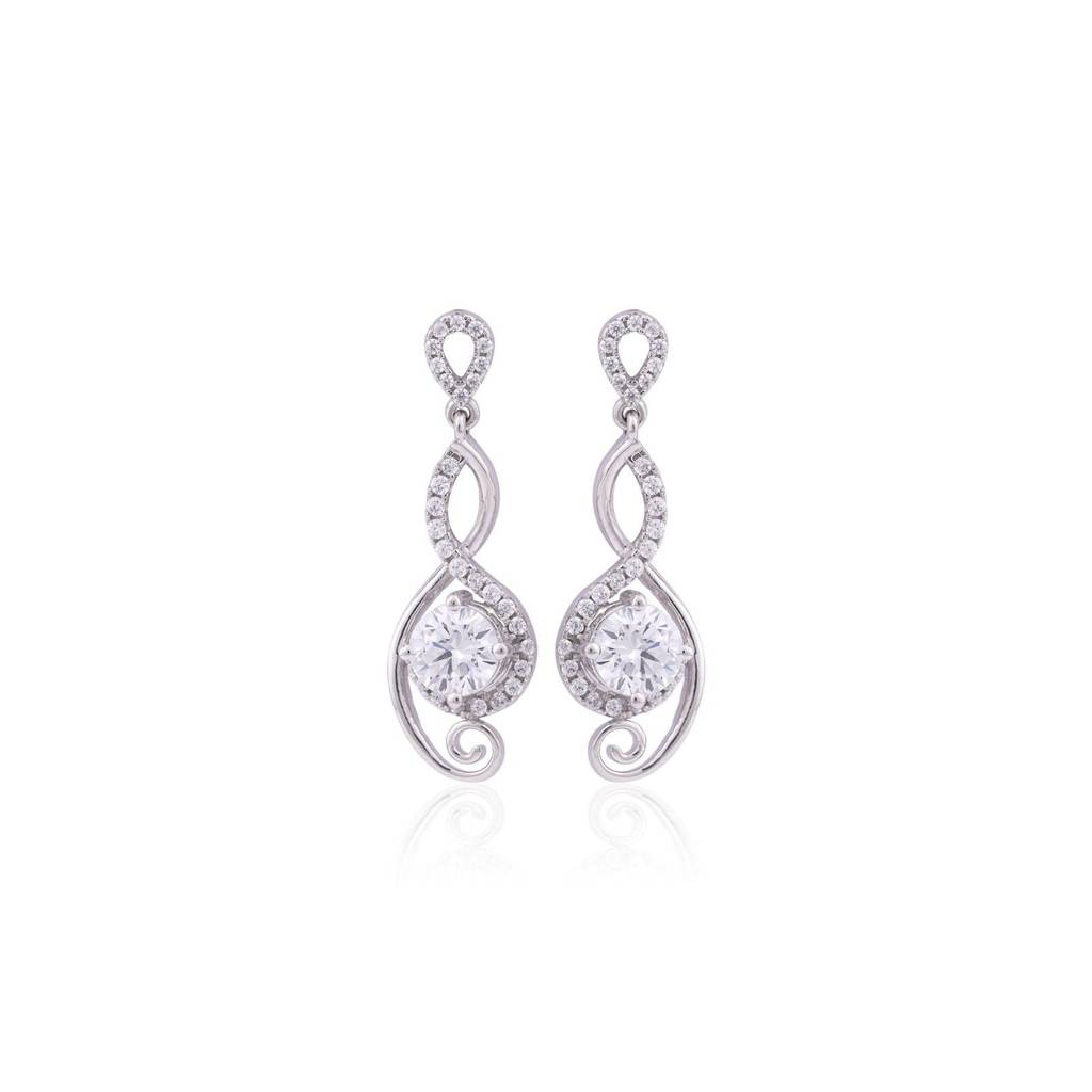Silver Round Infinity Bold Drop Earrings : ZLE-1120