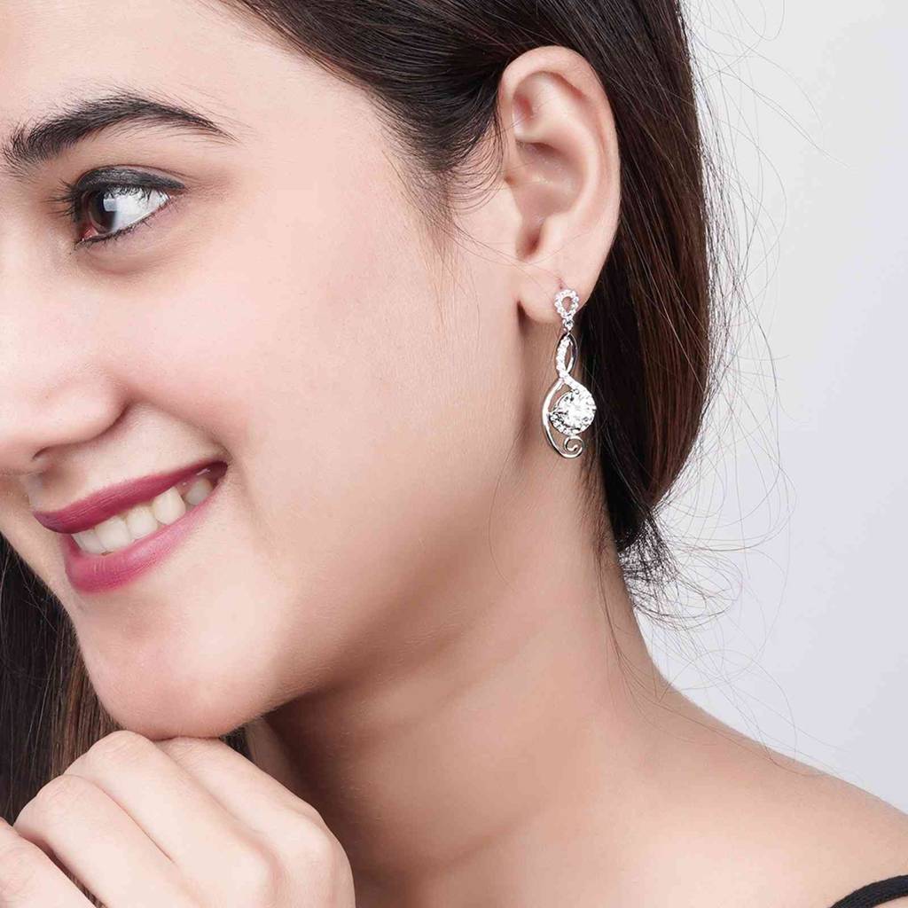 Silver Round Infinity Bold Drop Earrings : ZLE-1120