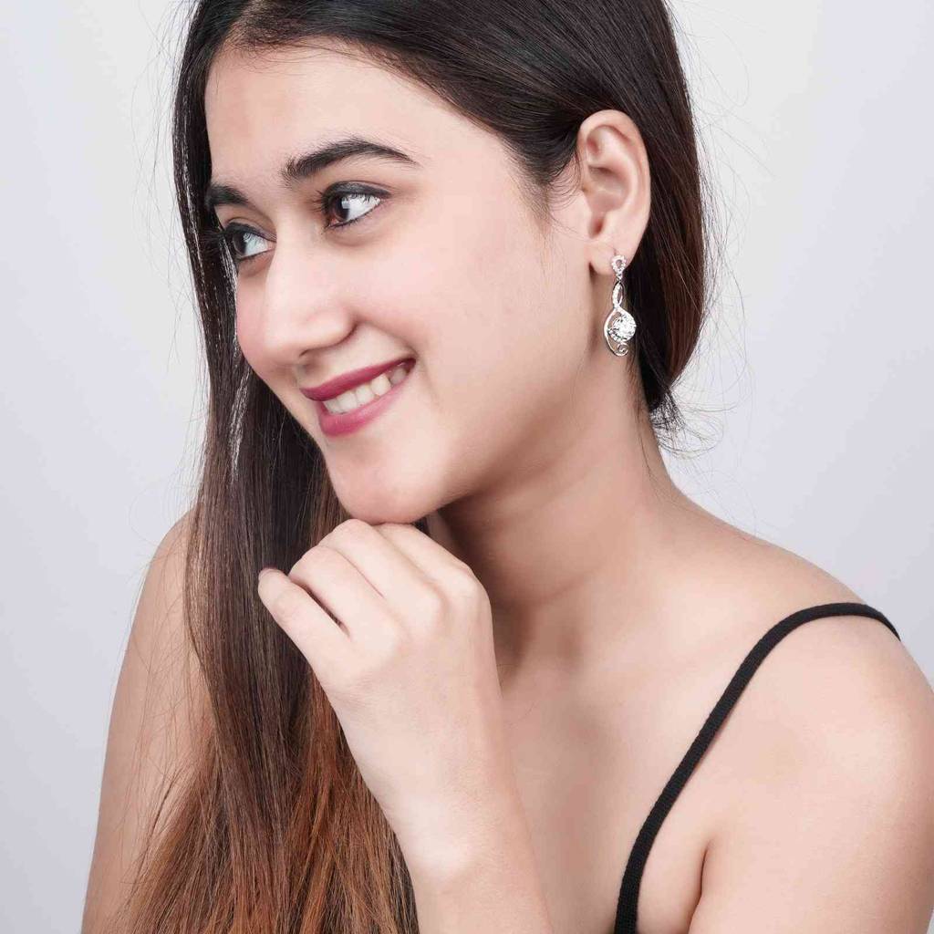Silver Round Infinity Bold Drop Earrings : ZLE-1120