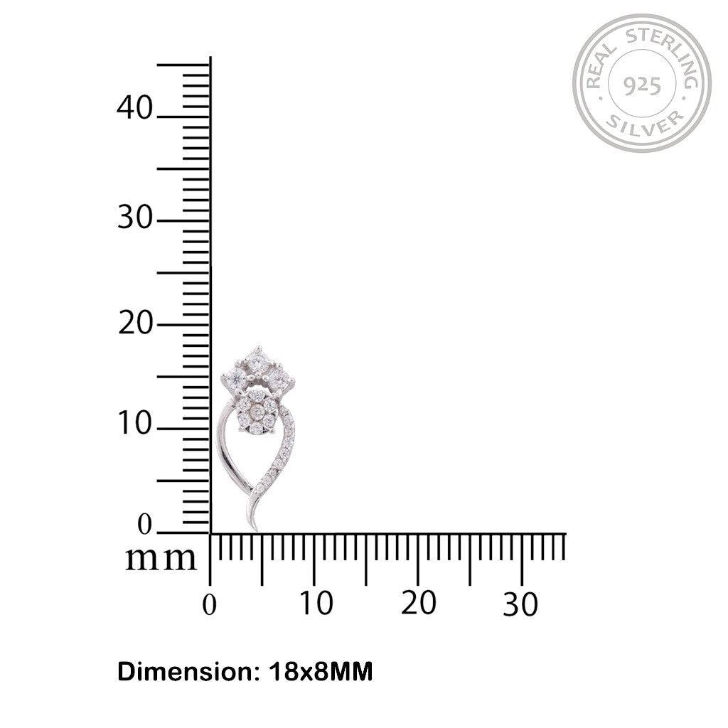 Silver Open Heart Zircon Stud Earrings : ZLE-1121