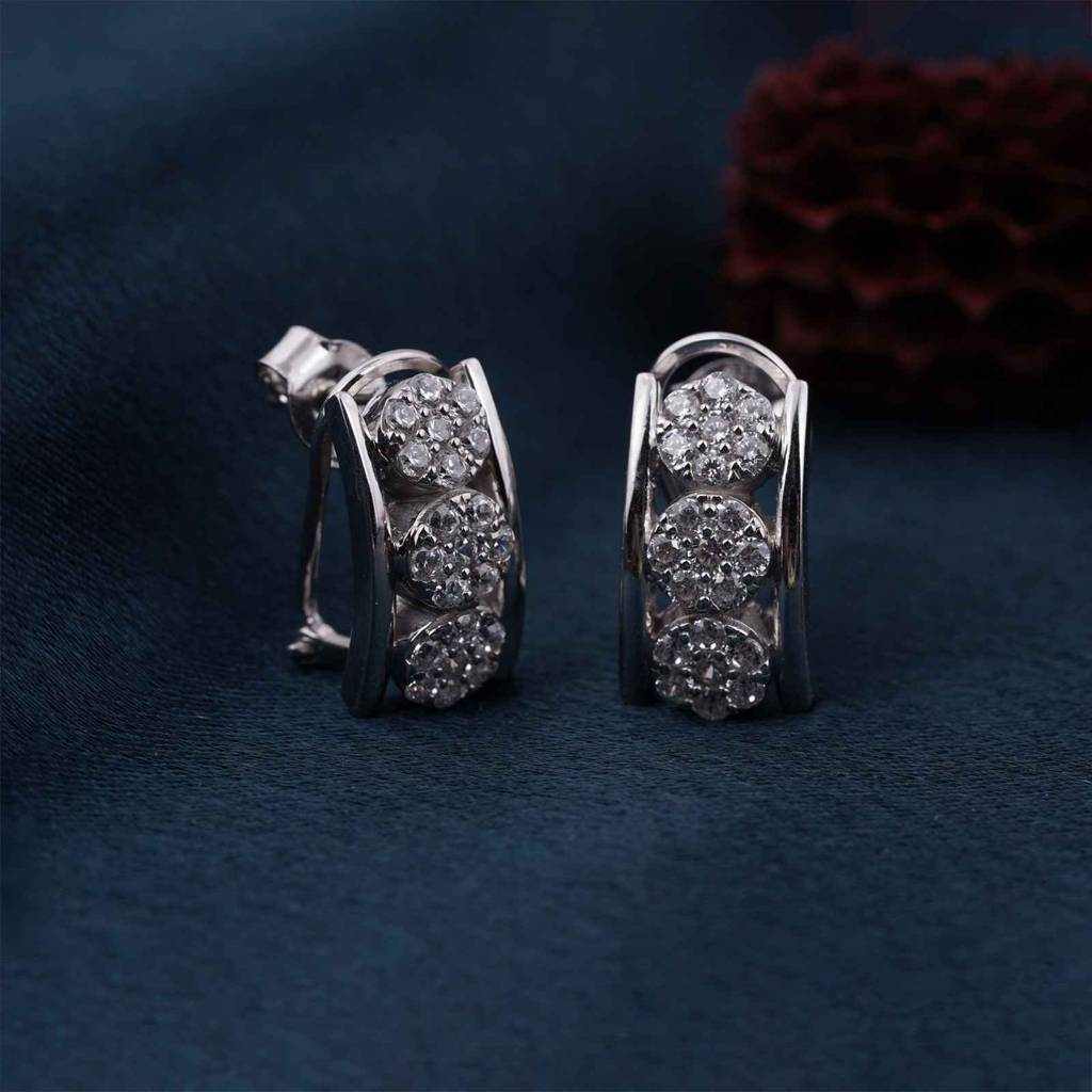 Silver Sparkling Shine Hoop Earrings : ZLE-1122