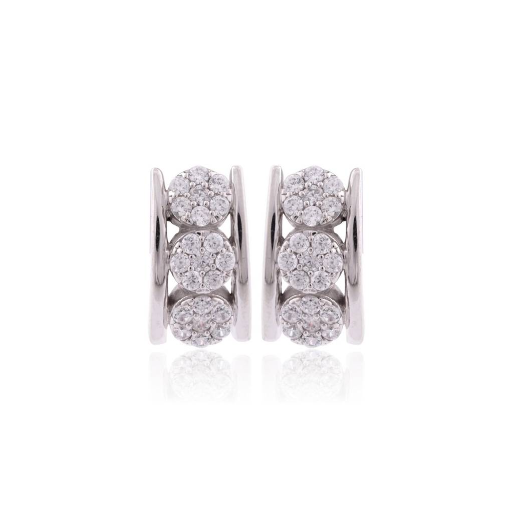 Silver Sparkling Shine Hoop Earrings : ZLE-1122