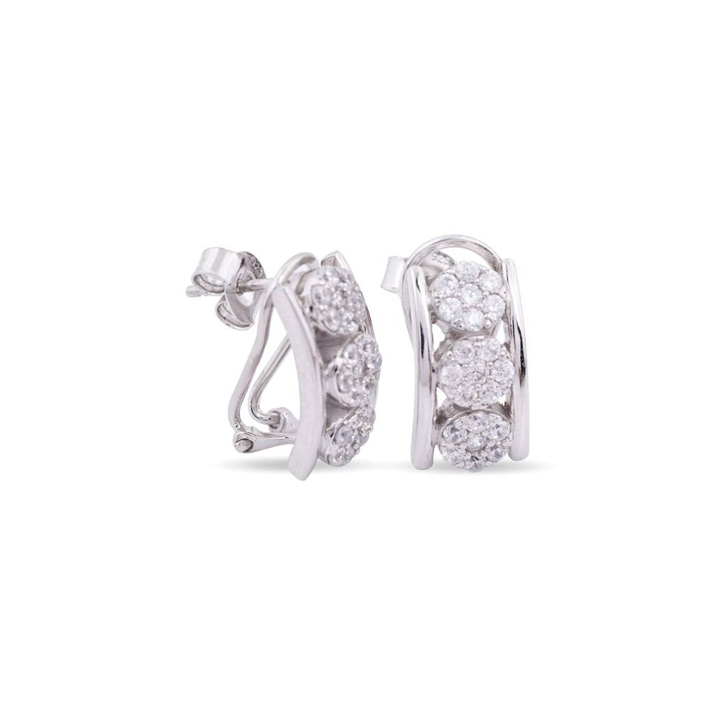 Silver Sparkling Shine Hoop Earrings : ZLE-1122