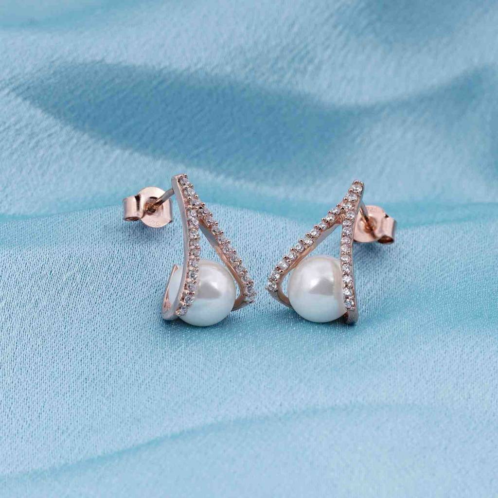 Rose Gold Mother Of Pearl Drop Earrings : ZLE-1127