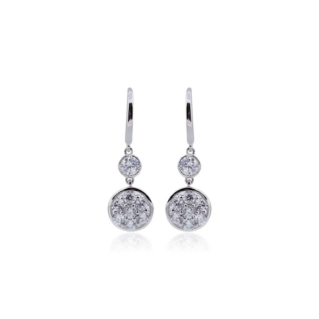 Silver Zircon Drizzle Drop Earrings : ZLE-1128