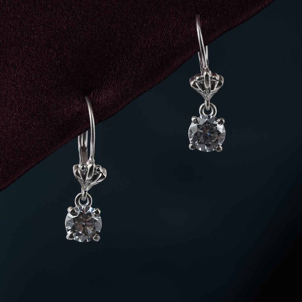 Silver Crown Drop Earrings : ZLE-1130