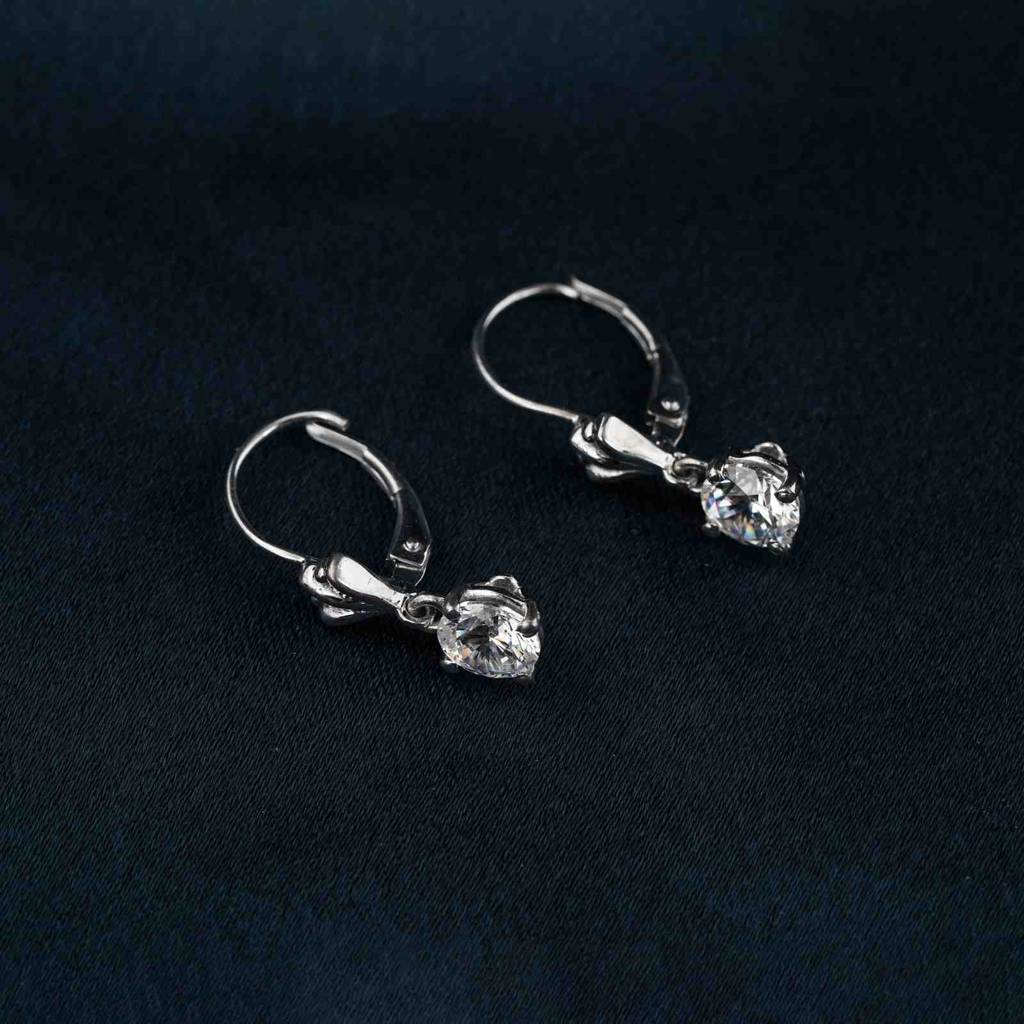 Silver Crown Drop Earrings : ZLE-1130