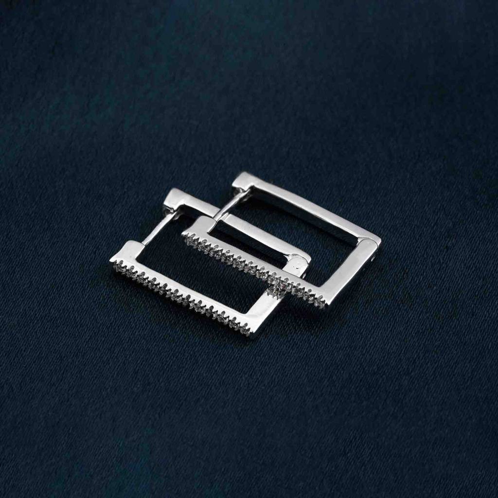 Silver Square Hoop Earrings : ZLE-1149