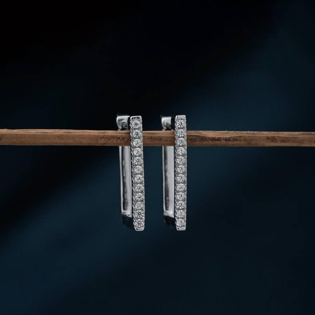 Silver Square Hoop Earrings : ZLE-1149