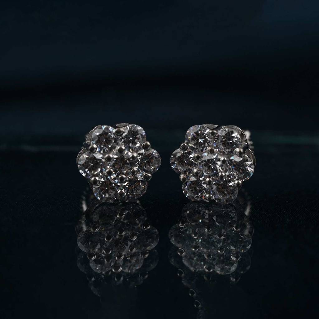 Silver Flower Grace Stud Earrings : ZLE-1150