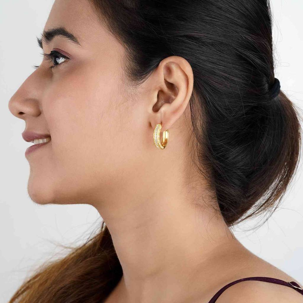 Golden Hip Hop Hoop Earrings : ZLE-1154