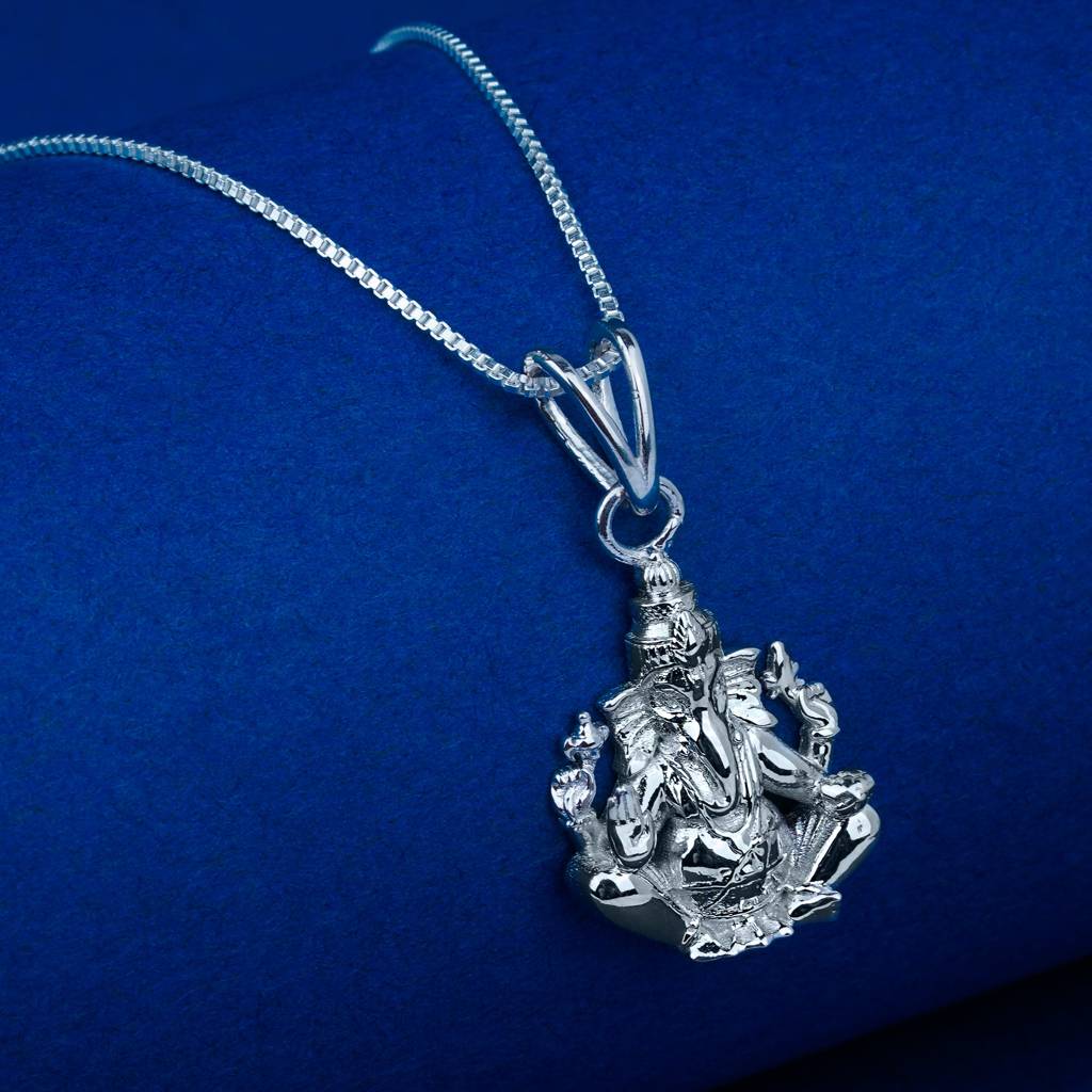 Silver Ganesh Ganapathi Pendant For Health & Blessing : ZLGDP-1003