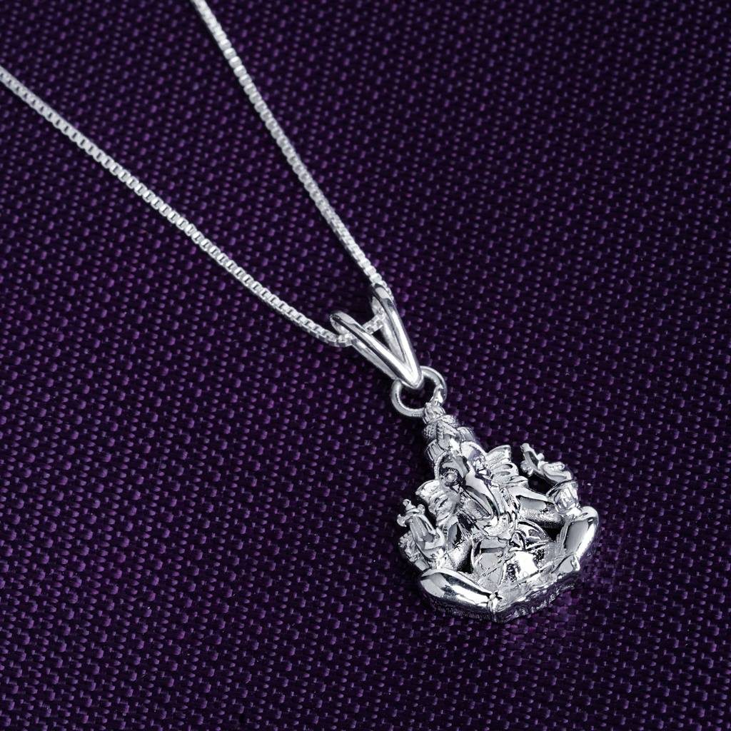Silver Ganesh Ganapathi Pendant For Health & Blessing : ZLGDP-1003