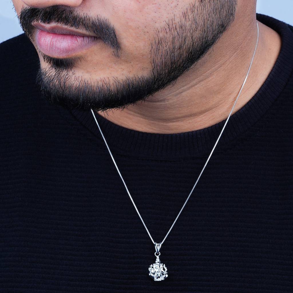 Silver Ganesh Ganapathi Pendant For Health & Blessing : ZLGDP-1003