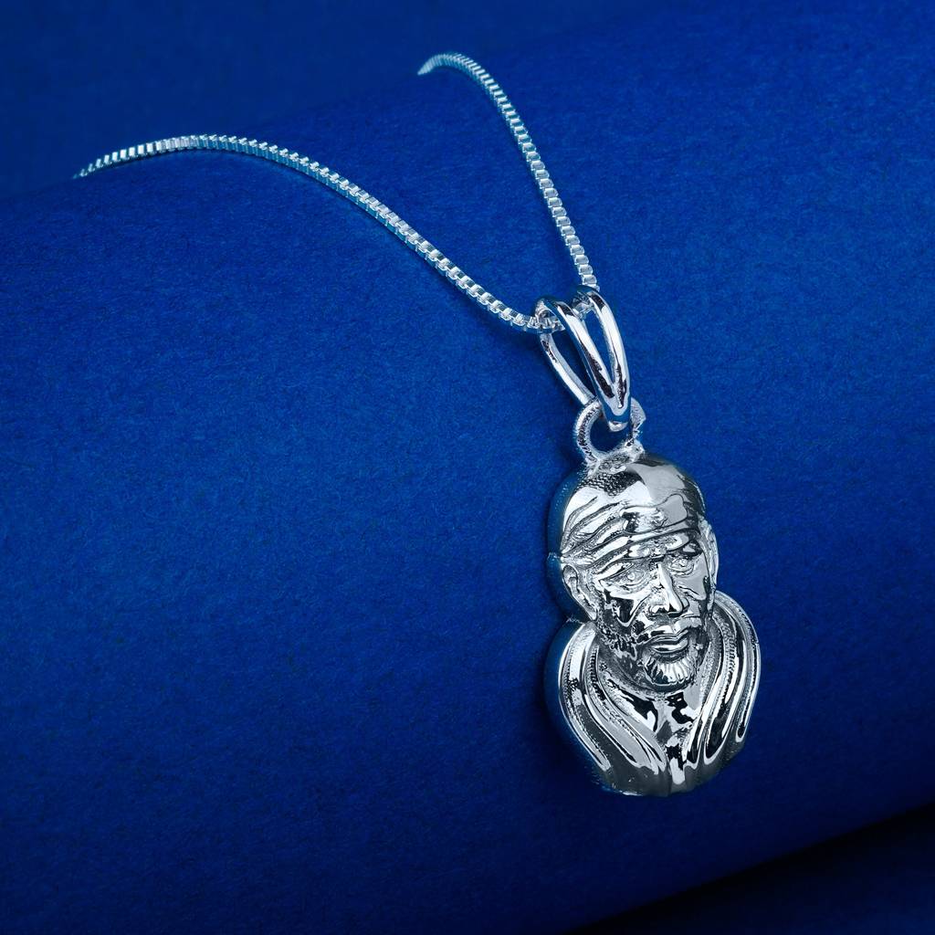 Silver Sai Baba Statuary Healing Pendant : ZLGDP-1009