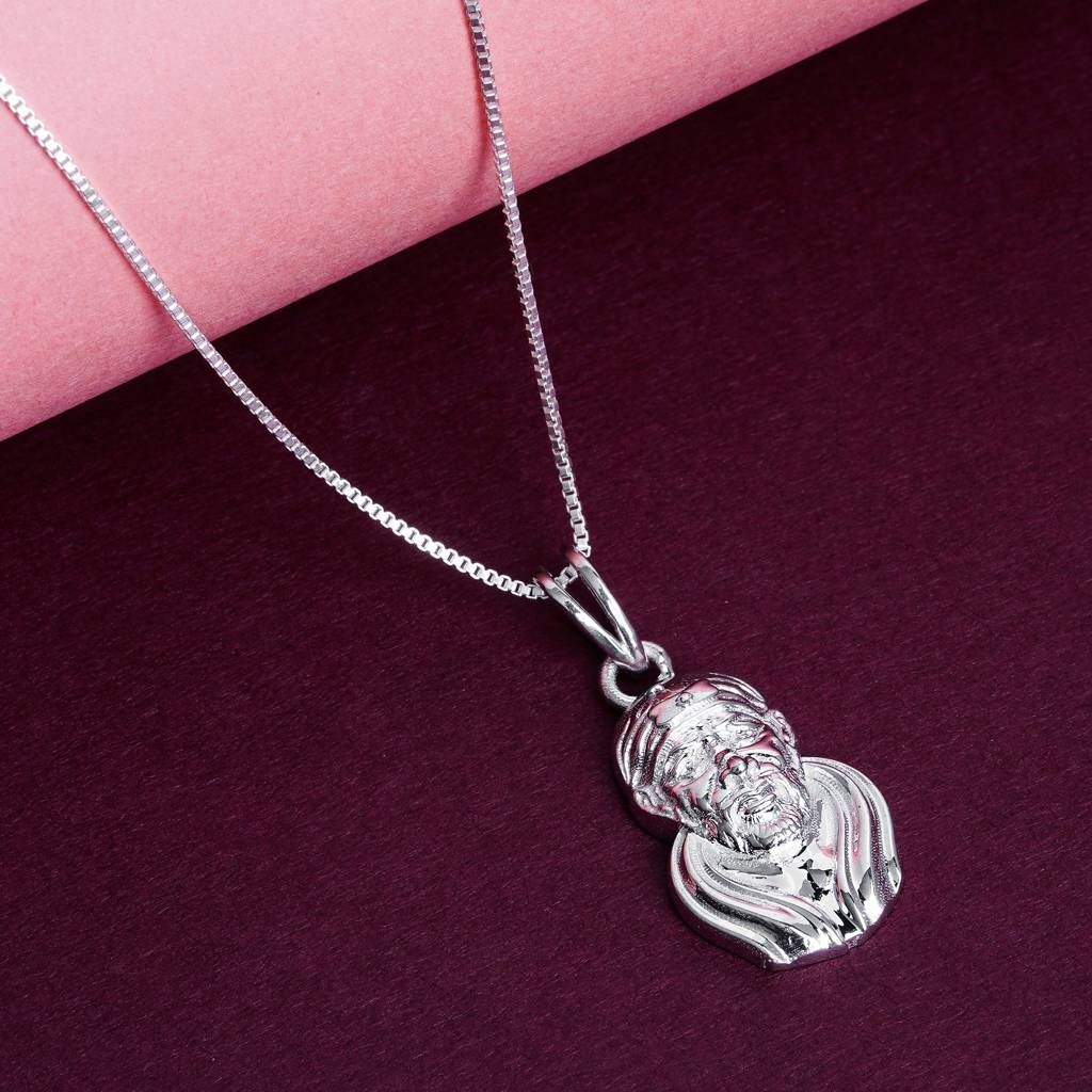Silver Sai Baba Statuary Healing Pendant : ZLGDP-1009