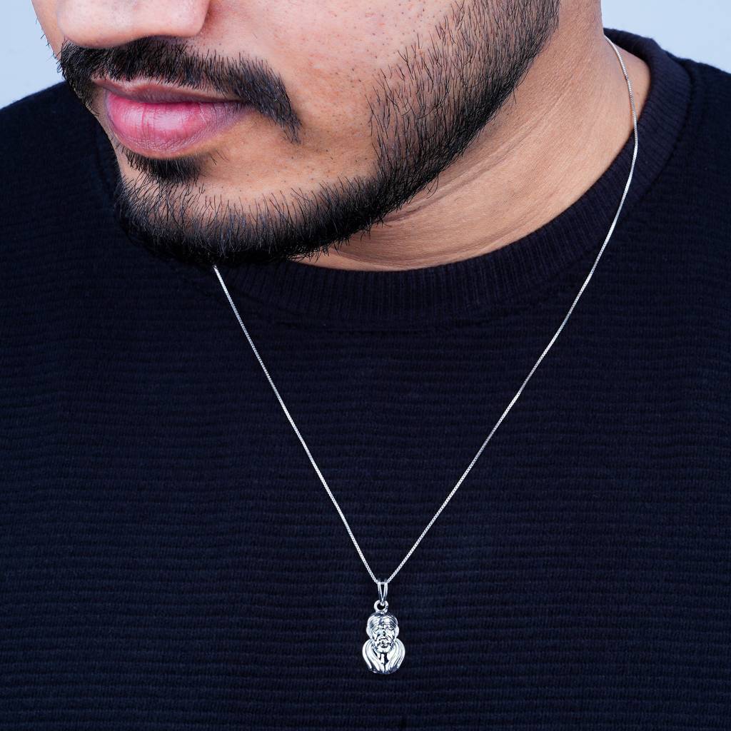 Silver Sai Baba Statuary Healing Pendant : ZLGDP-1009