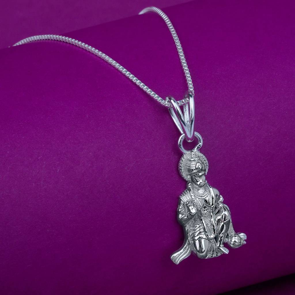 Silver God Bajrang Bali Hanuman Pendant : ZLGDP-1015