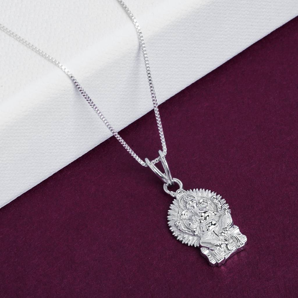 Silver God Shree Ganesha Pendant : ZLGDP-1022