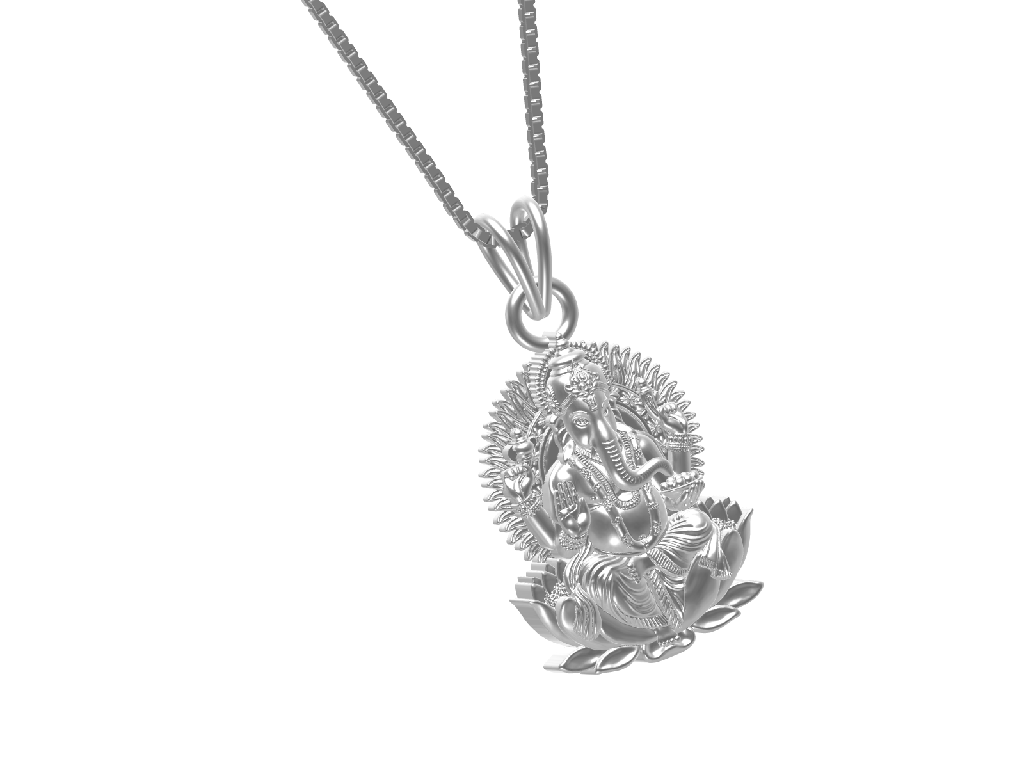 Silver God Shree Ganesha Pendant : ZLGDP-1022