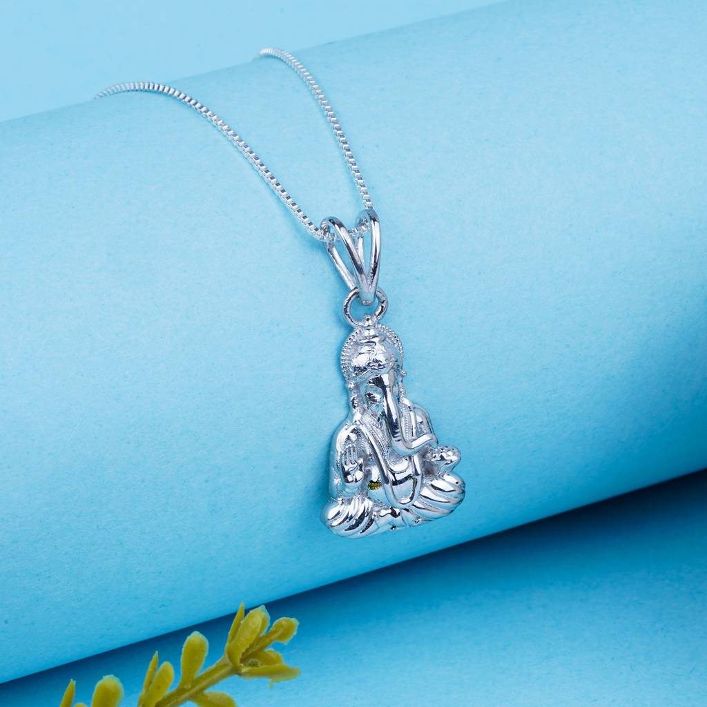 Silver Ganpati Bappa Silver Pendant : ZLGDP-1031