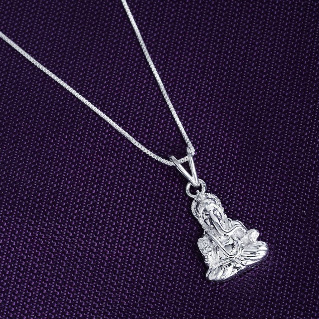 Silver Ganpati Bappa Silver Pendant : ZLGDP-1031