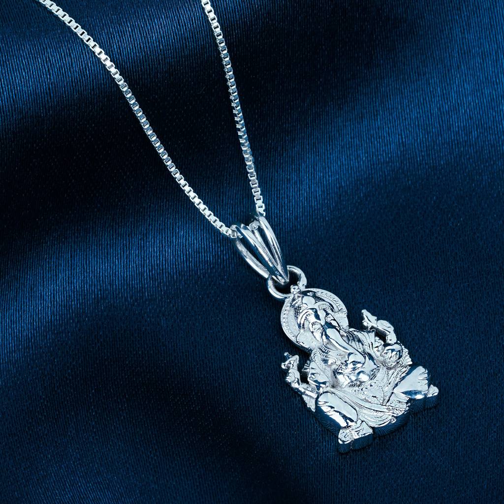 Silver God Ganesha Idol Pendant : ZLGDP-1032