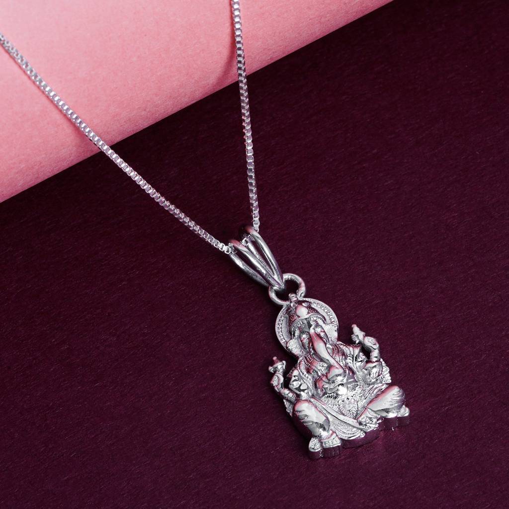Silver God Ganesha Idol Pendant : ZLGDP-1032