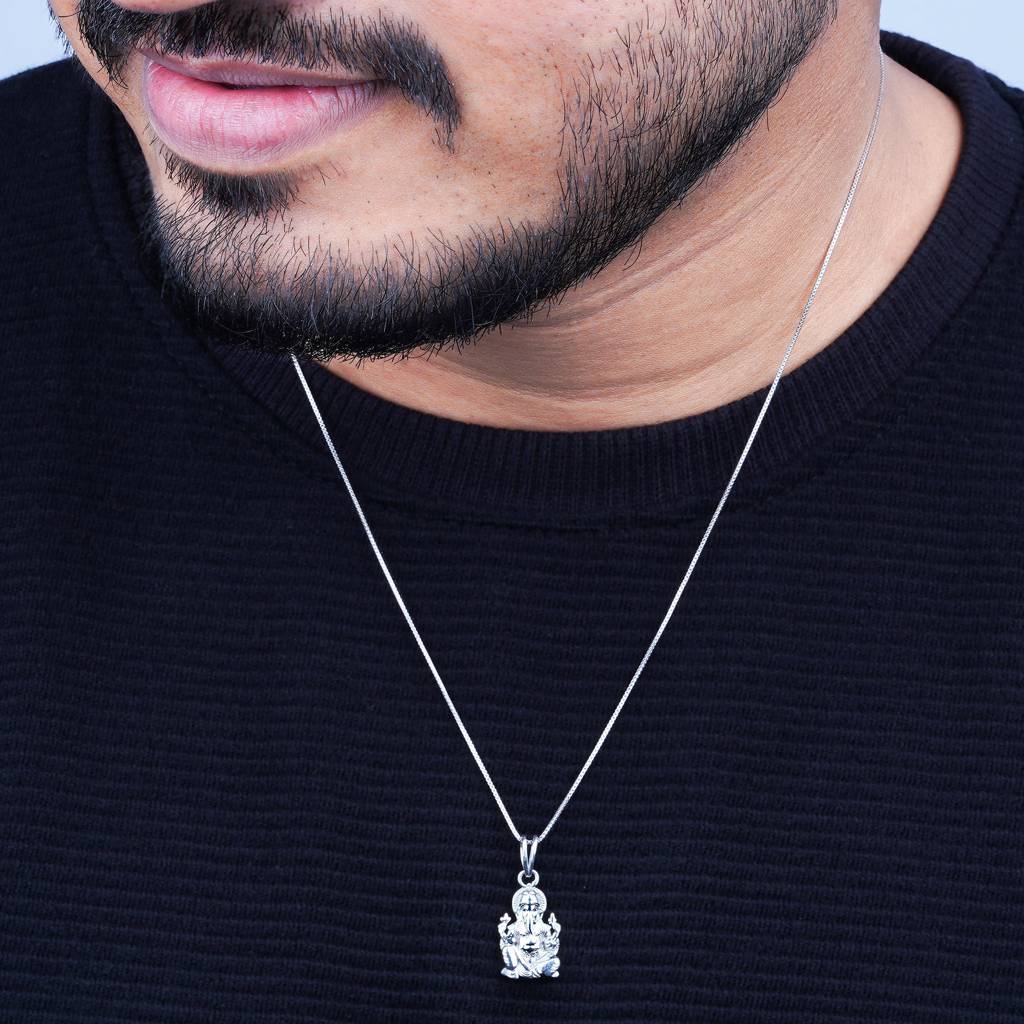 Silver God Ganesha Idol Pendant : ZLGDP-1032