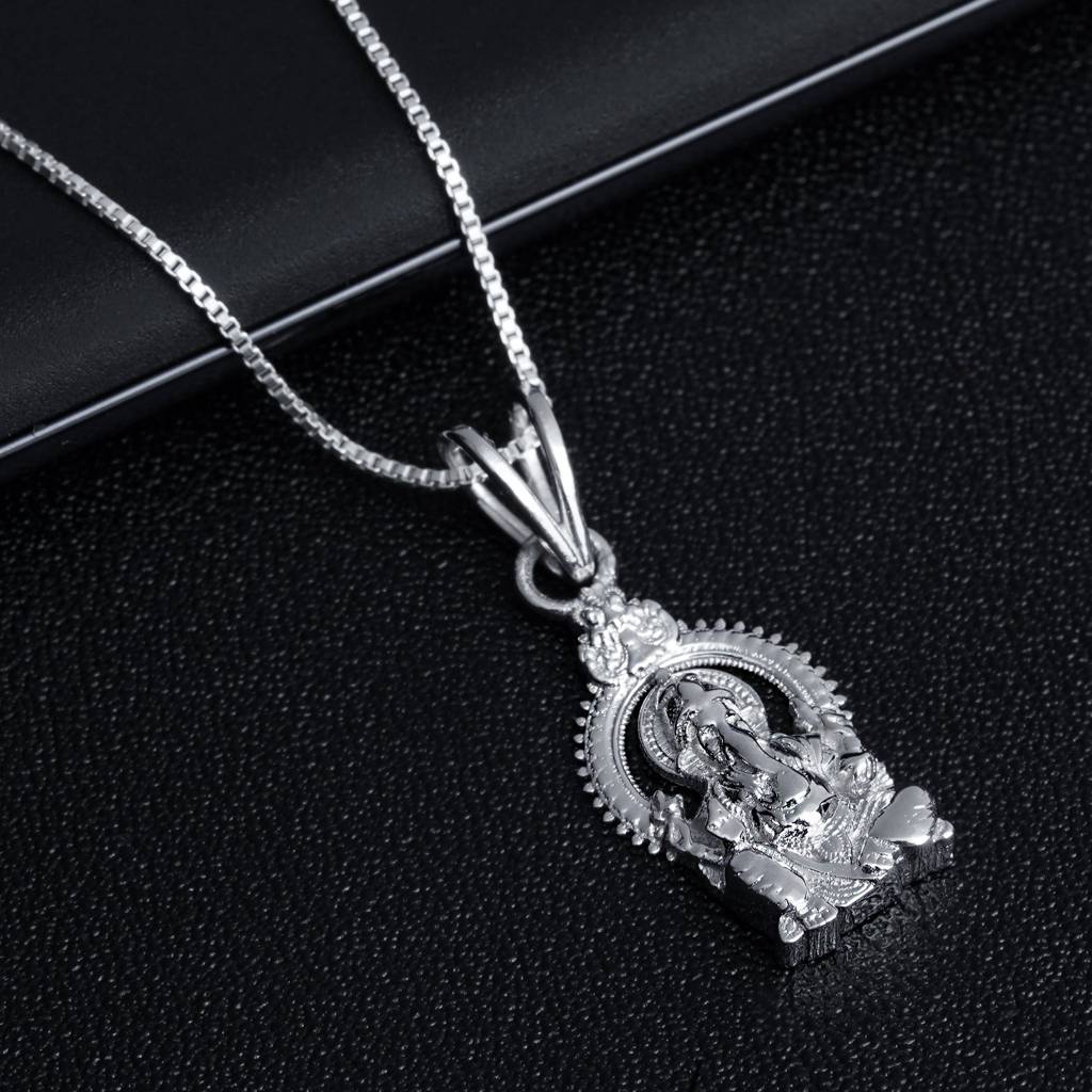 Silver Shree Ganesha Sitting Pendant Silver Shree Ganesha