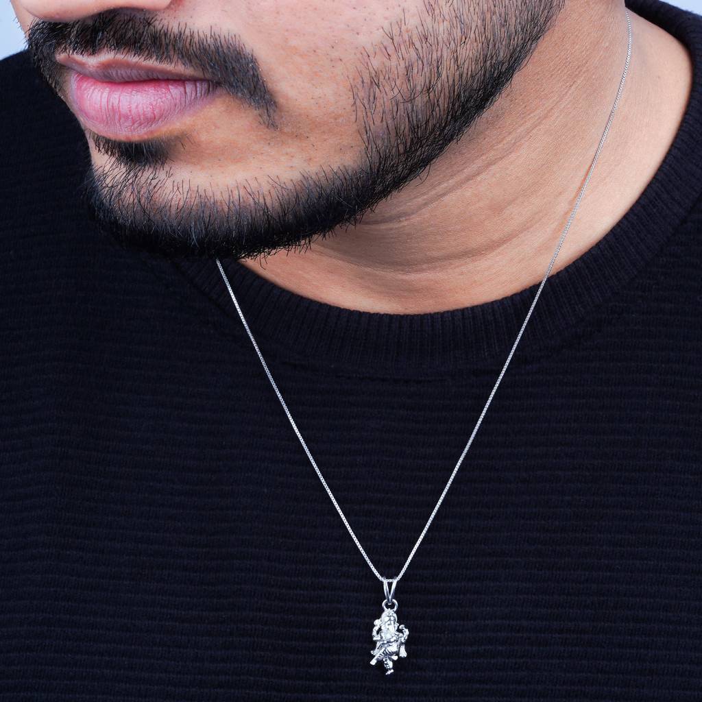 Silver God Ganesha Blessing Silver Pendant : ZLGDP-1035