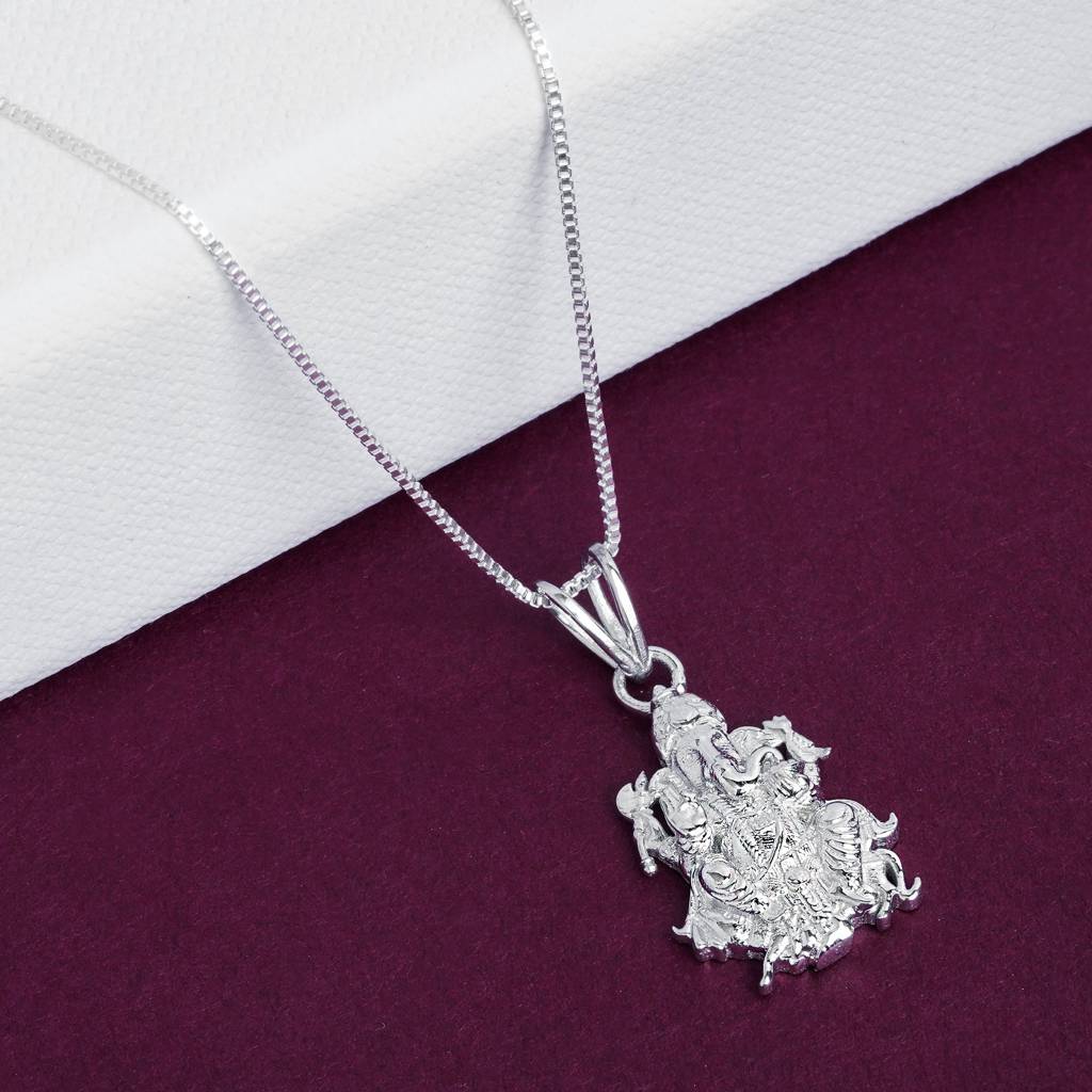 Silver Lord Ganesha Pendant For Blessing : ZLGDP-1040