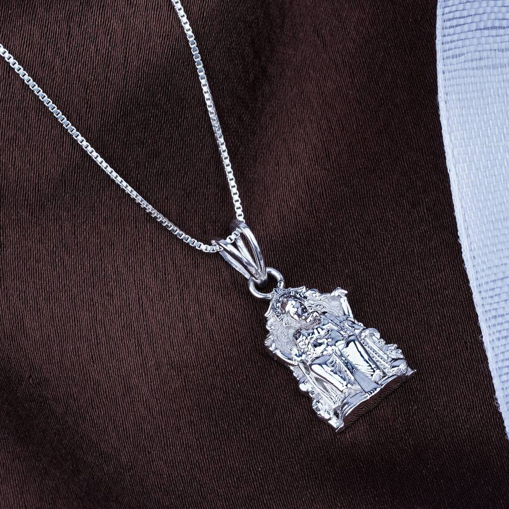 Silver Lalbagcha Raja Idol Silver Pendant : ZLGDP-1042