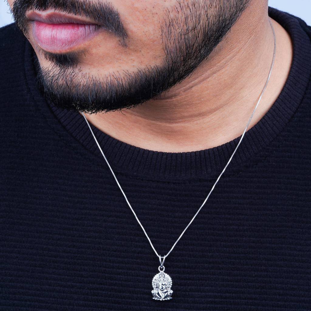 Silver Lord Ganesha Ganpati Pendant : ZLGDP-1043