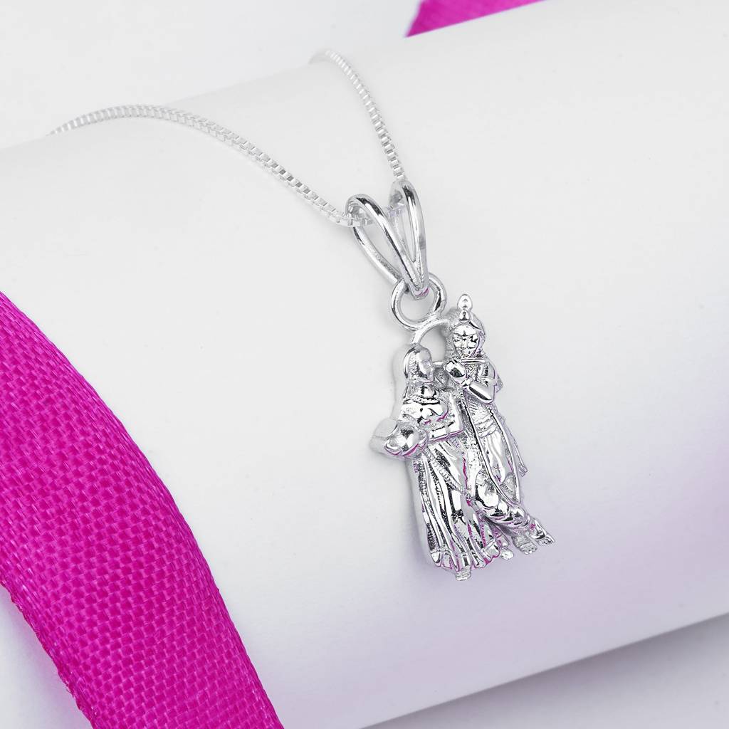 Silver Love Of Radha Krishna Pendant For Gift : ZLGDP-1045