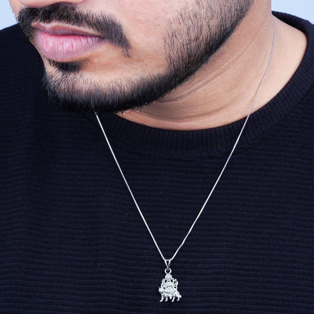 Sterling Silver Goddess Durga Maa Pendant : ZLGDP-1051