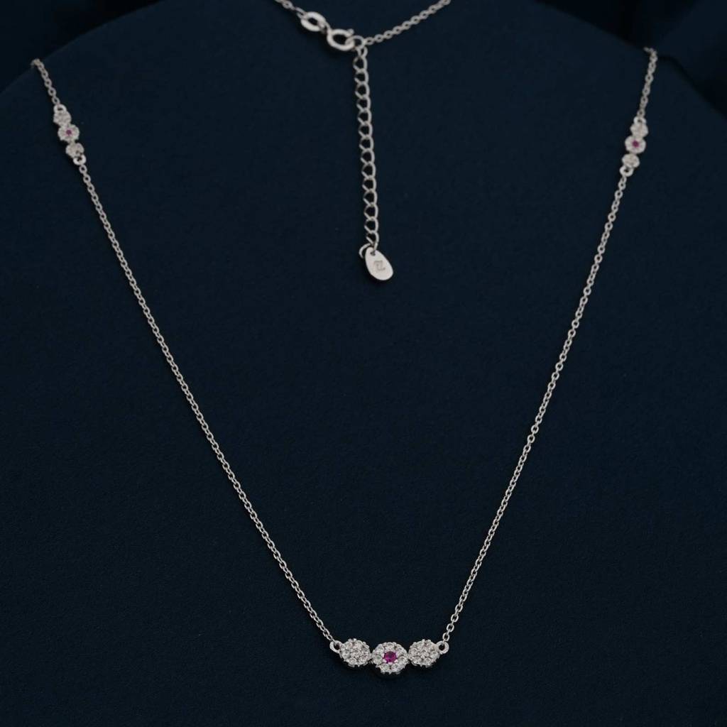 Silver Cluster Charm Necklace : ZLNKL-1042