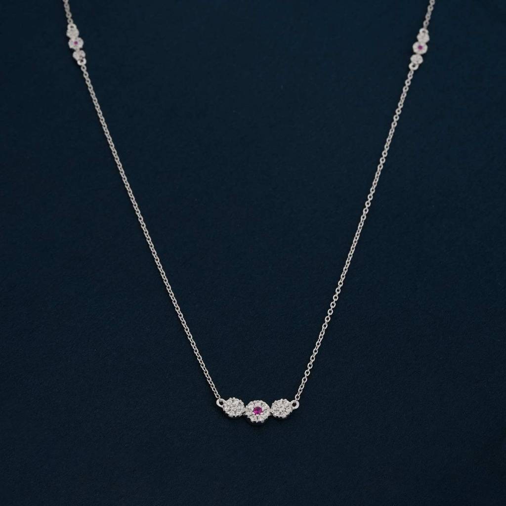Silver Cluster Charm Necklace : ZLNKL-1042