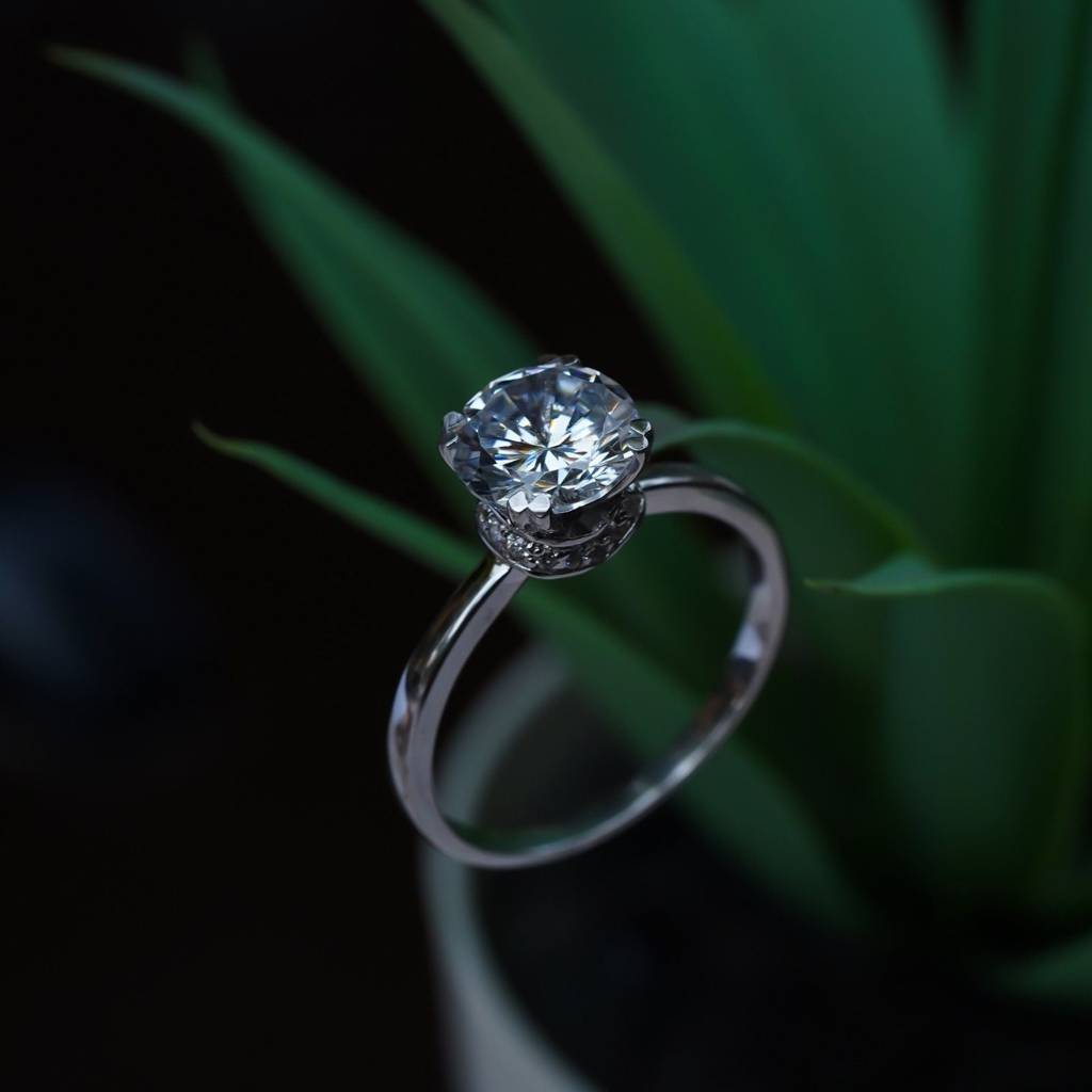 Silver 1Ct Moissanite Classic Solitaire Engagement Ring : ZLM10038_10