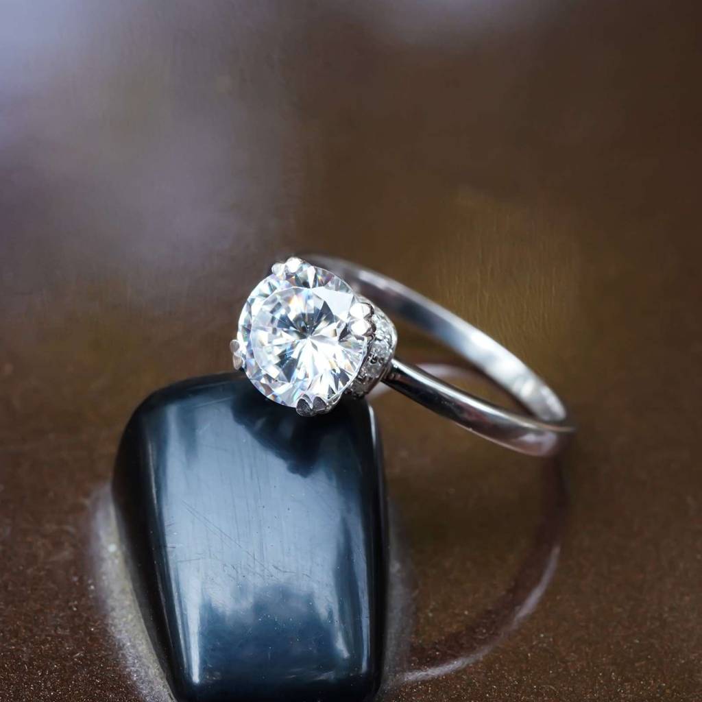 Silver 1Ct Moissanite Classic Solitaire Engagement Ring : ZLM10038_10