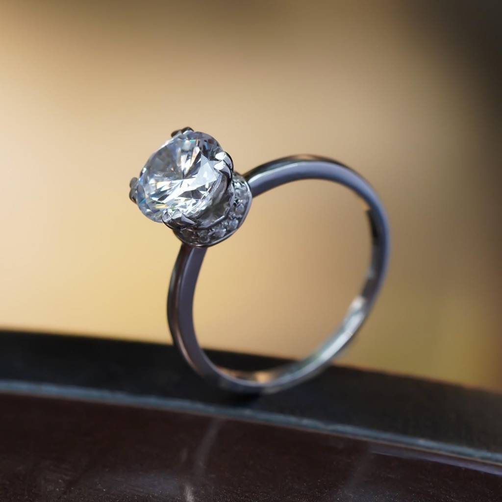 Silver 1Ct Moissanite Classic Solitaire Engagement Ring : ZLM10038_10