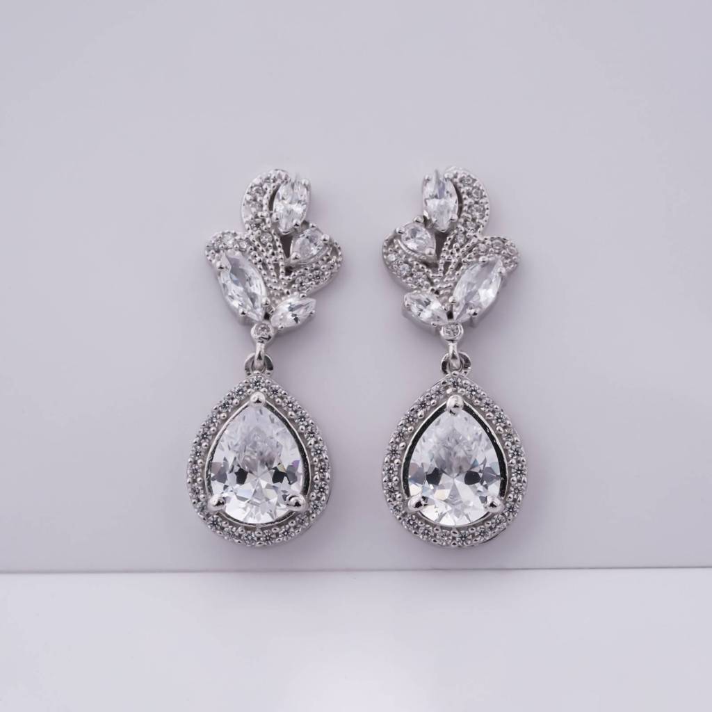 4Ct Moissanite Teardrop Dangle Earrings Sterling Silver Fl  One Size Silver