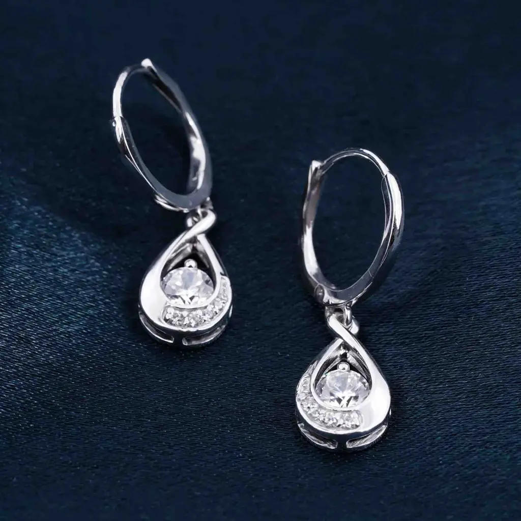 0.25Ct Moissanite Hollow Waterdrop Earrings : ZLM10059