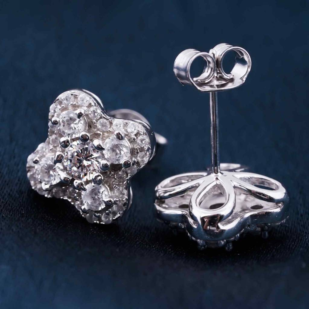 1Ct Moissanite Clover Stud Earrings : ZLM10062