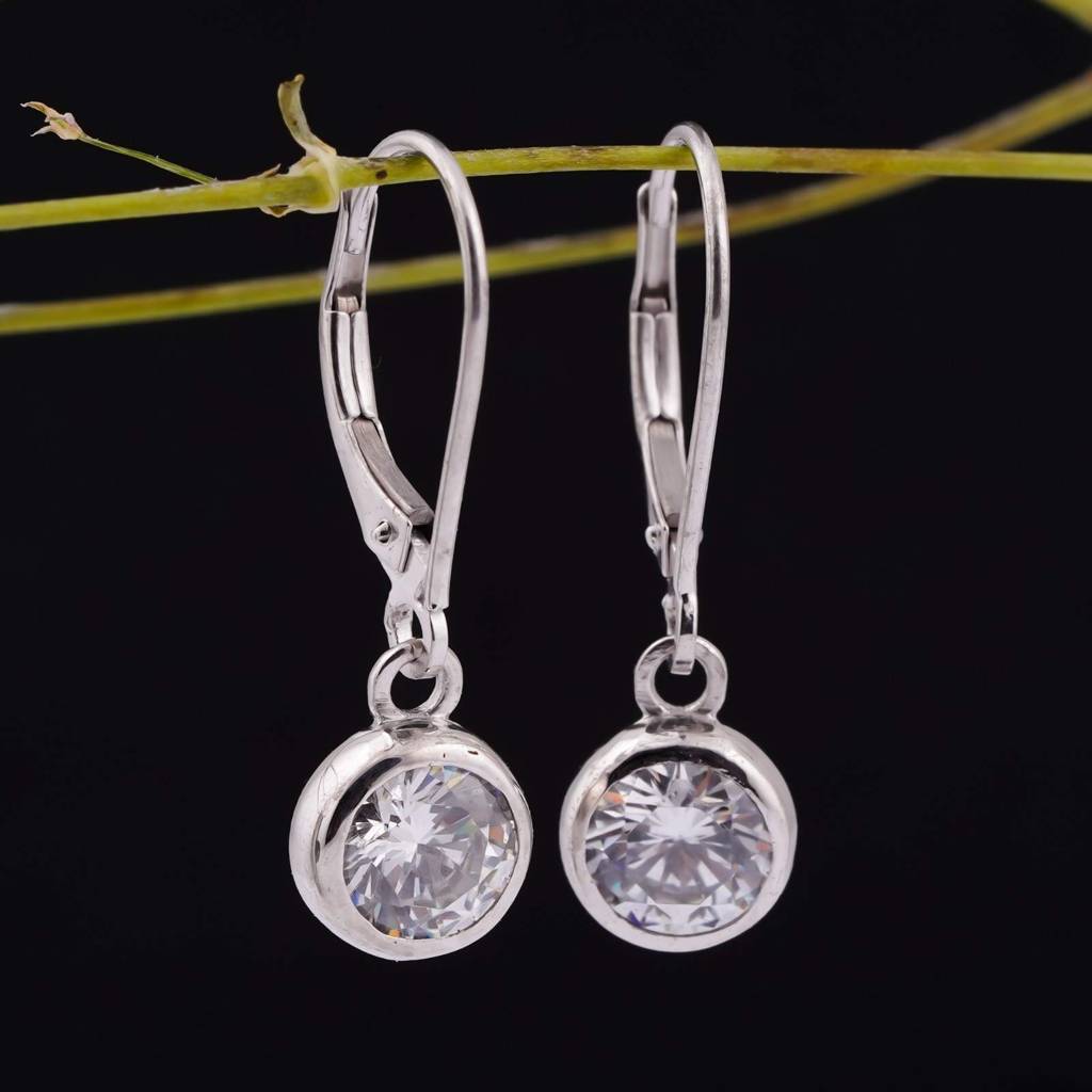 1.50Ct Moissanite Bezel Set Drop Earrings : ZLM10070