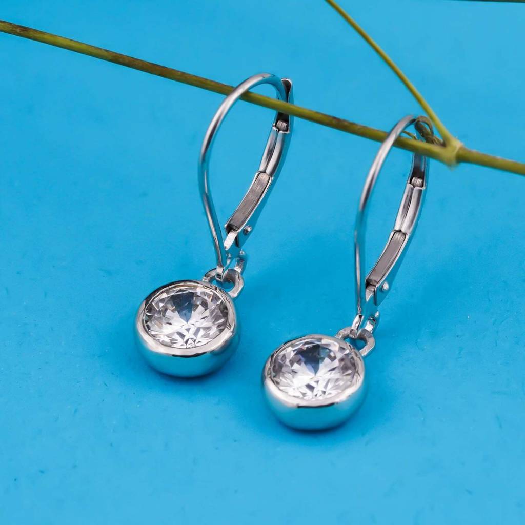 1.50Ct Moissanite Bezel Set Drop Earrings : ZLM10070