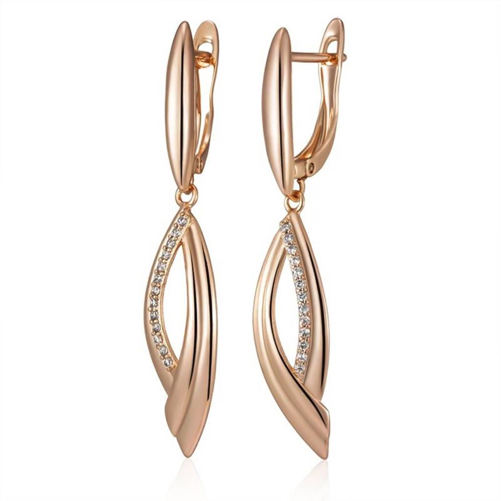 Rose Gold Moissanite Vintage Long Dangle Earrings : ZLM10076