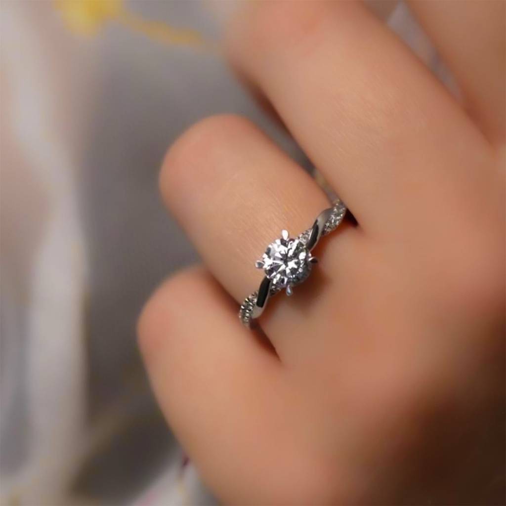 Silver Moissanite Twisted Ring : ZLM10080-10-1