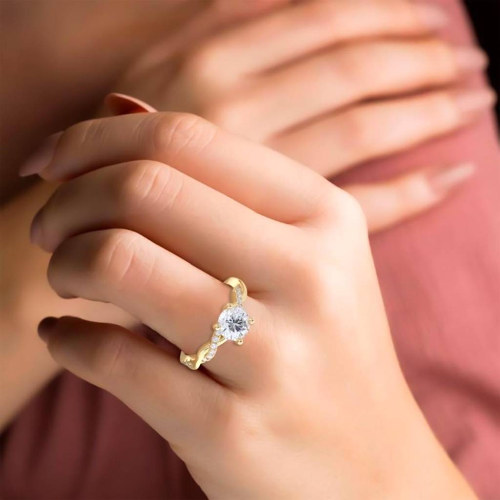 Silver Moissanite Twisted Ring : ZLM10080-10-1