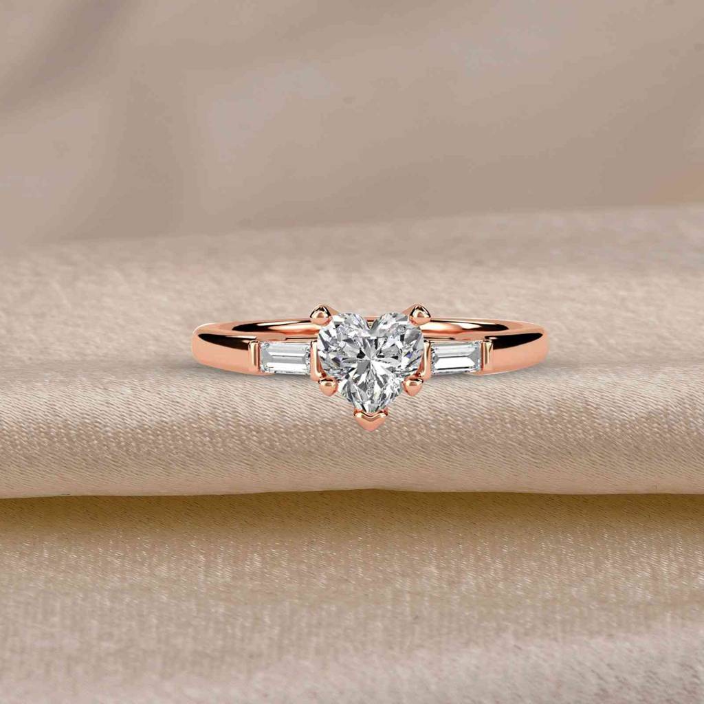 1 Carat Moissanite Lyra Modern Heart And Baguette Ring : ZLM10088_10